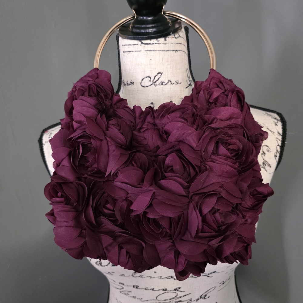 Chic Floral Purple Clutch with Gold Handle